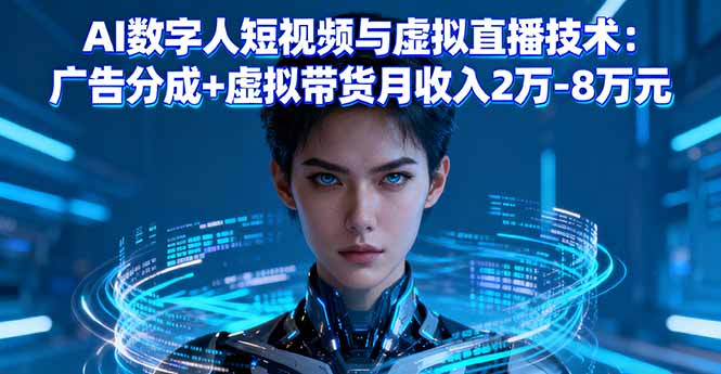 AI数字人短视频与虚拟直播技术：广告分成+虚拟带货月收入2万-8万元-黑密阁