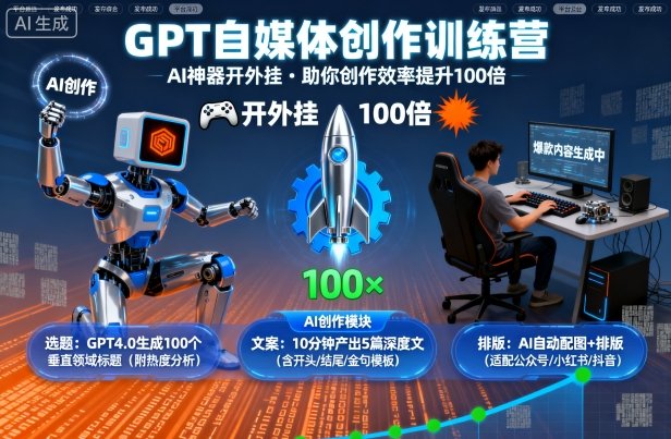 GPT自媒体创作训练营：AI神器开外挂，助你创作效率提升100倍-黑密阁