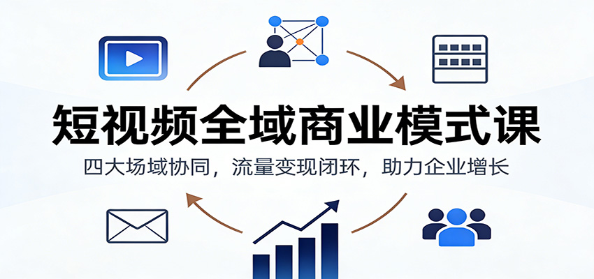 短视频全域商业模式课：四大场域协同，流量变现闭环，助力企业增长-黑密阁