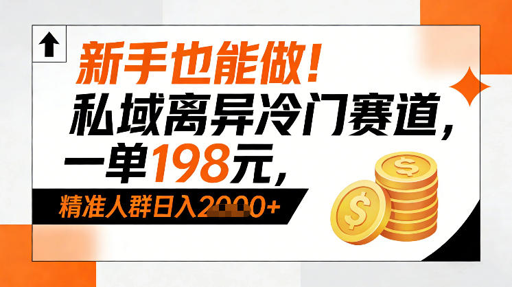 新手也能做！私域离异冷门赛道，一单198，精准人群日入1k+-黑密阁