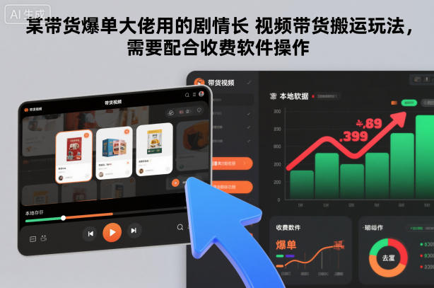 某带货爆单大佬用的剧情长视频带货搬运玩法，需要配合收费软件操作-黑密阁