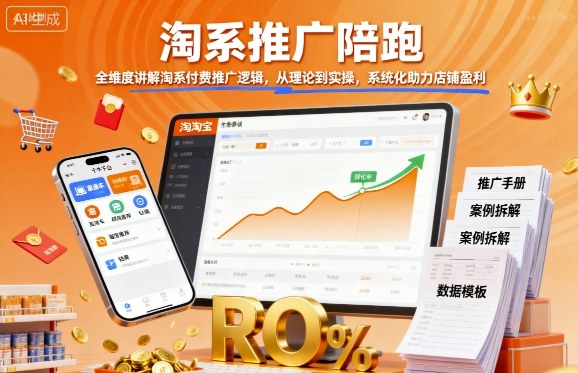 淘系推广陪跑，全维度讲解淘系付费推广逻辑，从理论到实操，系统化助力店铺盈利-黑密阁