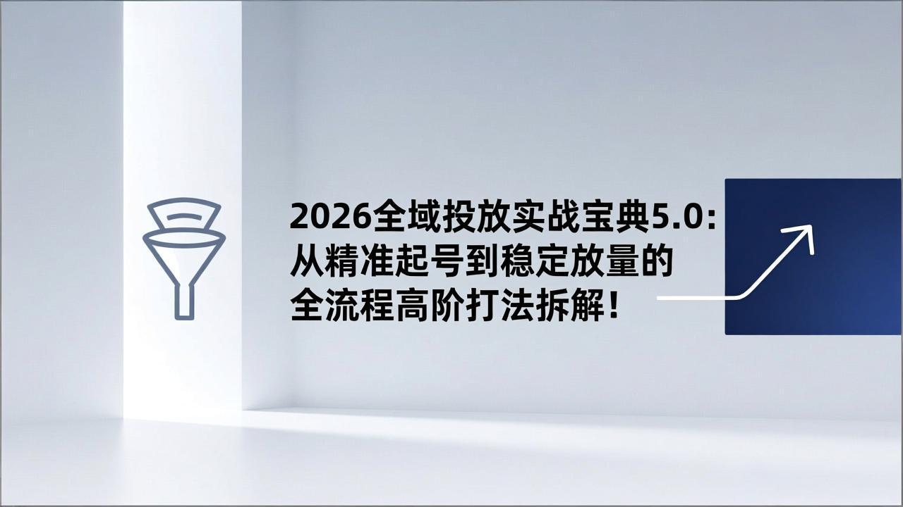 2026全域投放实战宝典5.0：从精准起号到稳定放量的全流程高阶打法拆解！-黑密阁