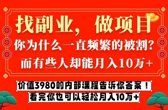 价值3980的网创内部课程，告诉你互联网创业月入10个W的秘密【揭秘】-黑密阁