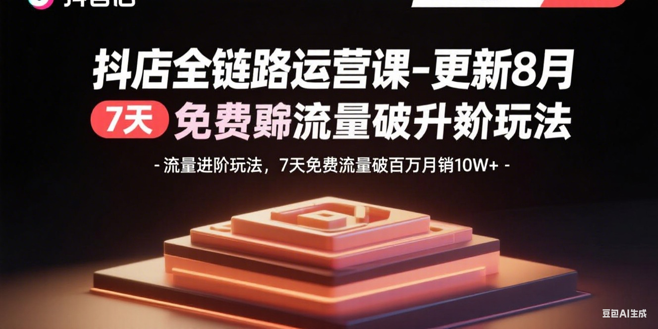 抖店全链路运营课-更新8月：流量进阶玩法，7天免费流量破百万月销10W+-黑密阁