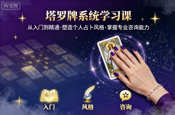 塔罗牌系统学习课，助你从入门到精通，塑造个人占卜风格，掌握专业咨询能力-黑密阁