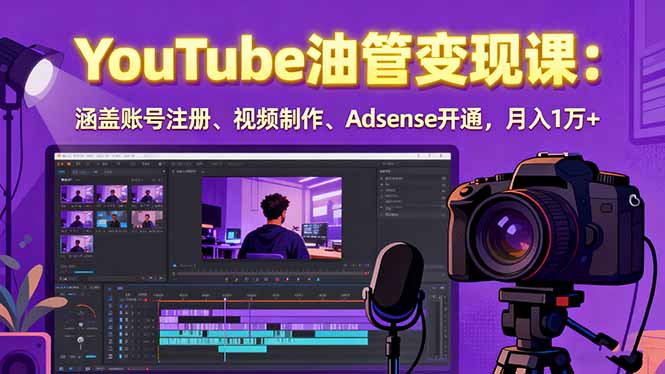 2025YouTube油管变现课：涵盖账号注册、视频制作、Adsense开通，月入1万+-黑密阁