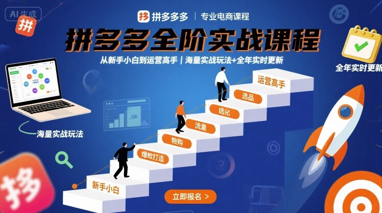 拼多多全阶实战课程，从新手小白到运营高手，海量实战玩法+全年实时更新【2025年9月更新】-黑密阁