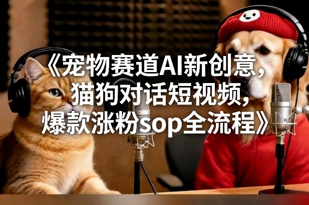 宠物赛道AI新创意，猫狗对话短视频，爆款涨粉sop全流程-黑密阁